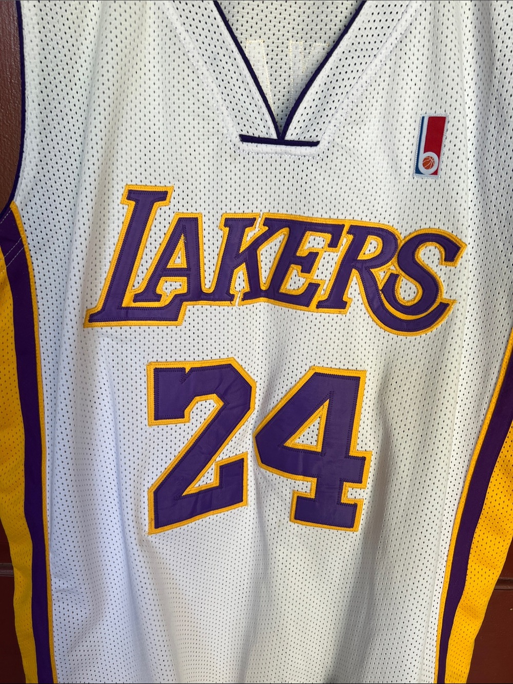 Kobe Bryant Mitchell & Ness White Lakers #24 Mesh Jersey with Purple and Yellow - Picture 2 of 8